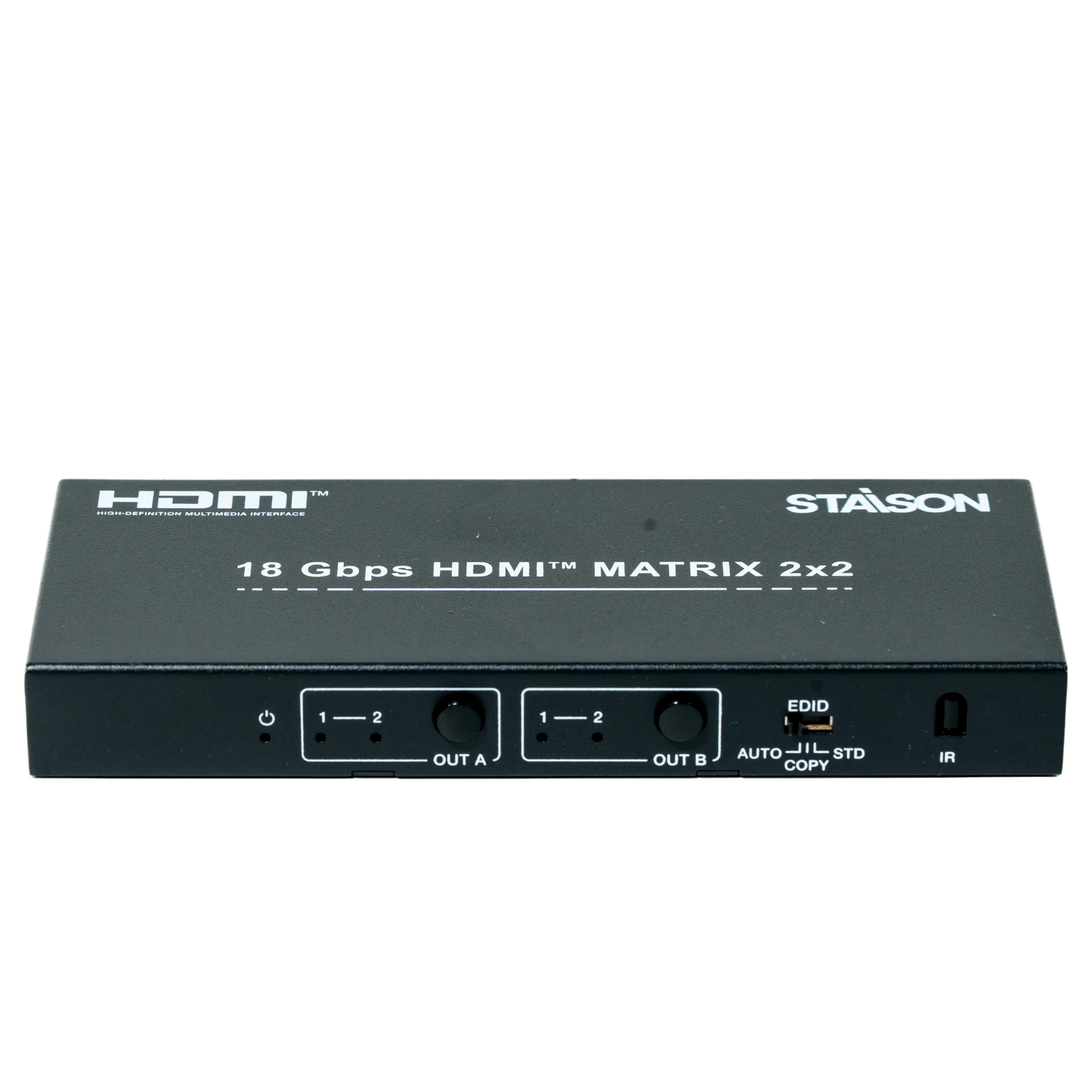 HDMI matrix switcher with Staison branding on a white background