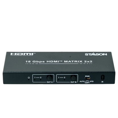 HDMI matrix switcher with Staison branding on a white background