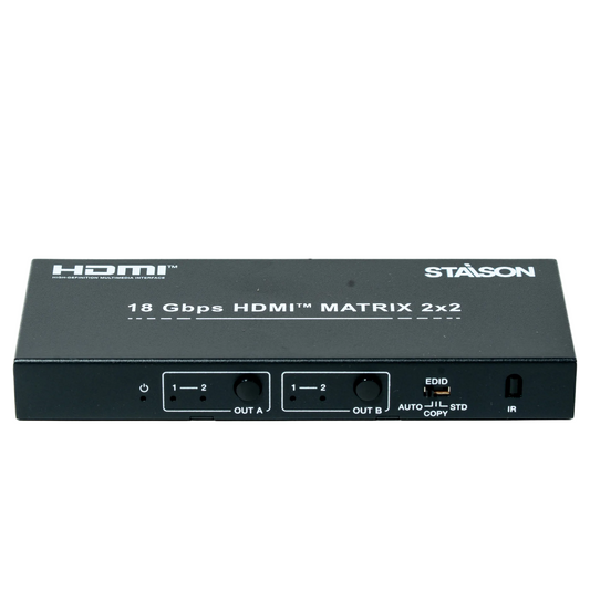 HDMI matrix switcher with Staison branding on a white background