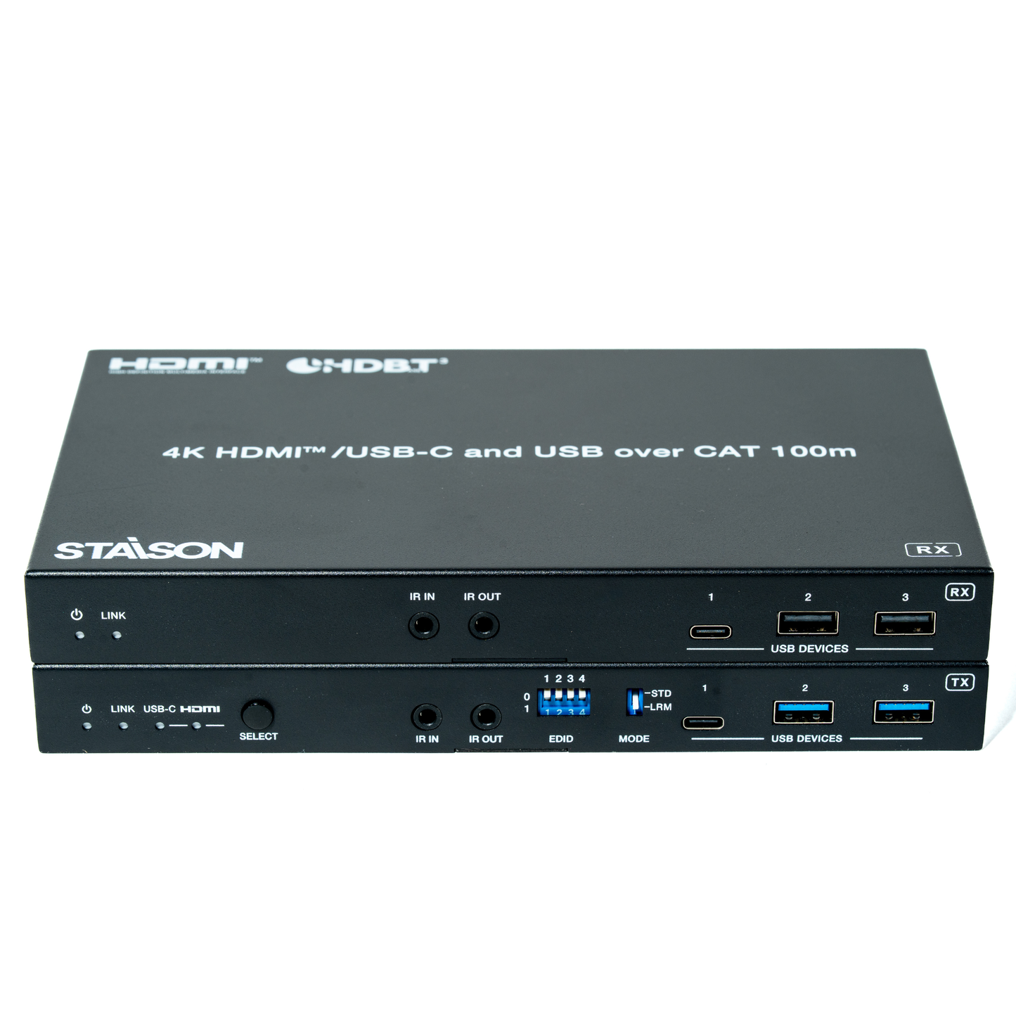 ST-NEHB100HCEU3KC  4K HDMITM/USB-C over HDBaseT 3.0  Extender (100m) with USB/1G LAN and HDMITM/USB-C Dual Outputs