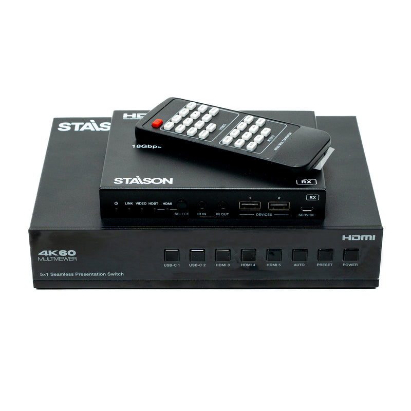 ST-NPSB51H70 5x1 HDMITM/USB-C 4K60 Seamless Presentation Switch with HDBaseT 3.0 70m Out