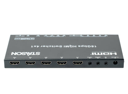 STAISON brand HDMI switcher with multiple ports on a white background