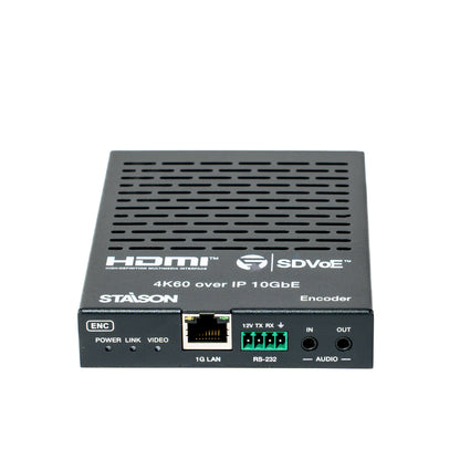 HDMI to SDVoE encoder with staison branding on a white background