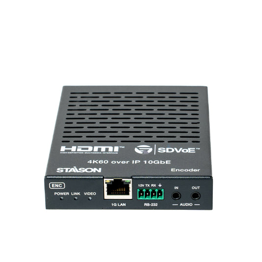 HDMI to SDVoE encoder with staison branding on a white background
