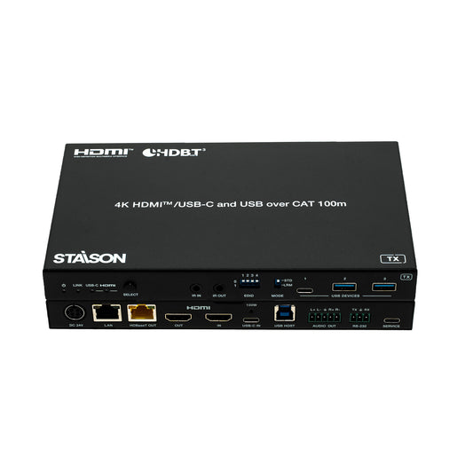 ST-NEHB100HCEU3K HDMI Extender for 4K HDMI/USB-C over HDBaseT up to 100m with multiple ports.