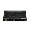 Black electronic device with various ports on a white background